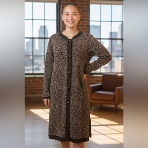 Leopard pattern women's long sleeve long jacket in a good condition